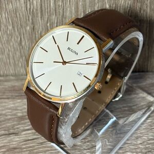 White and Rose Gold Bulova Classic Men’s Watch With New Battery